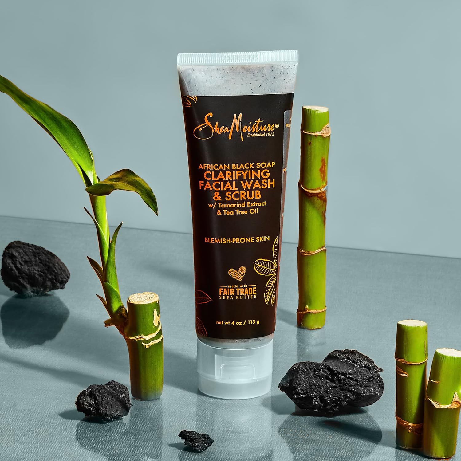 Facial Wash and Scrub African Black Soap for Blemish Prone Skin to Clarify Skin 4 Oz
