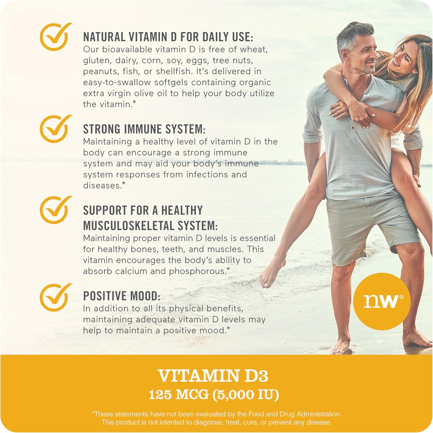 Vitamin D3 5000Iu (125 Mcg) 90-Day Supply for Immune Support, Healthy Muscle Function & Bone Health - Non-GMO, Gluten-Free in Organic Extra Virgin Olive Oil, (Mini Softgel)