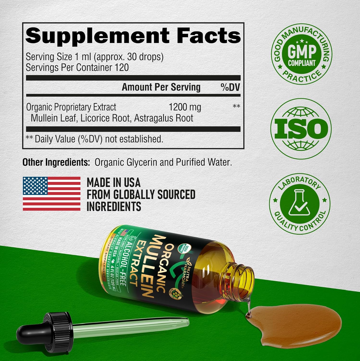 Mullein Drops for Lungs - USDA Organic Liquid - Mullein Leaf Extract Supplement - Made in USA - Lung & Bronchial Cleanse for Smokers - Respiratory Health Support - as Tincture, Tea, Pills - 4 Fl Oz
