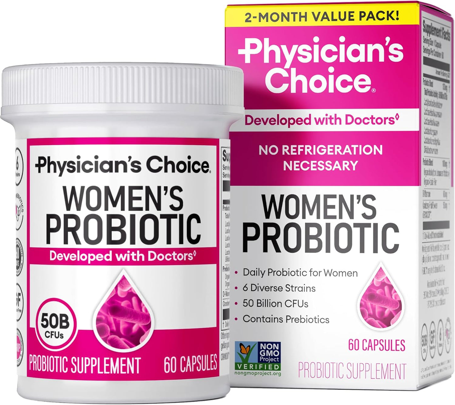 Physician's Choice Probiotics for Women - PH Balance, Digestive, UT & Feminine Health - 50 Billion CFU - 6 Unique Strains for Her - Organic Prebiotics, Cranberry Extract