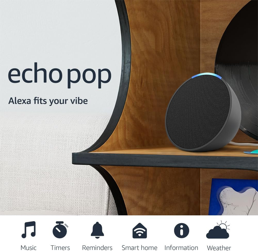 Echo Pop (Newest Model), Our Smallest Alexa Speaker, Fits in Any Room