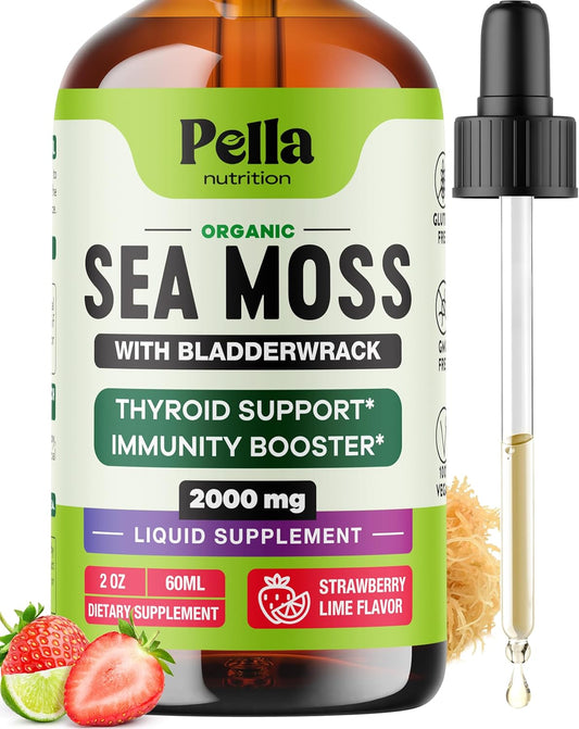 Organic Sea Moss Drops - 4X Stronger than Irish Sea Moss Gel, Capsules and Gummies - Joint Support - Superfood Supplement - Immune Support Supplement (Strawberry Lime, 60Ml)