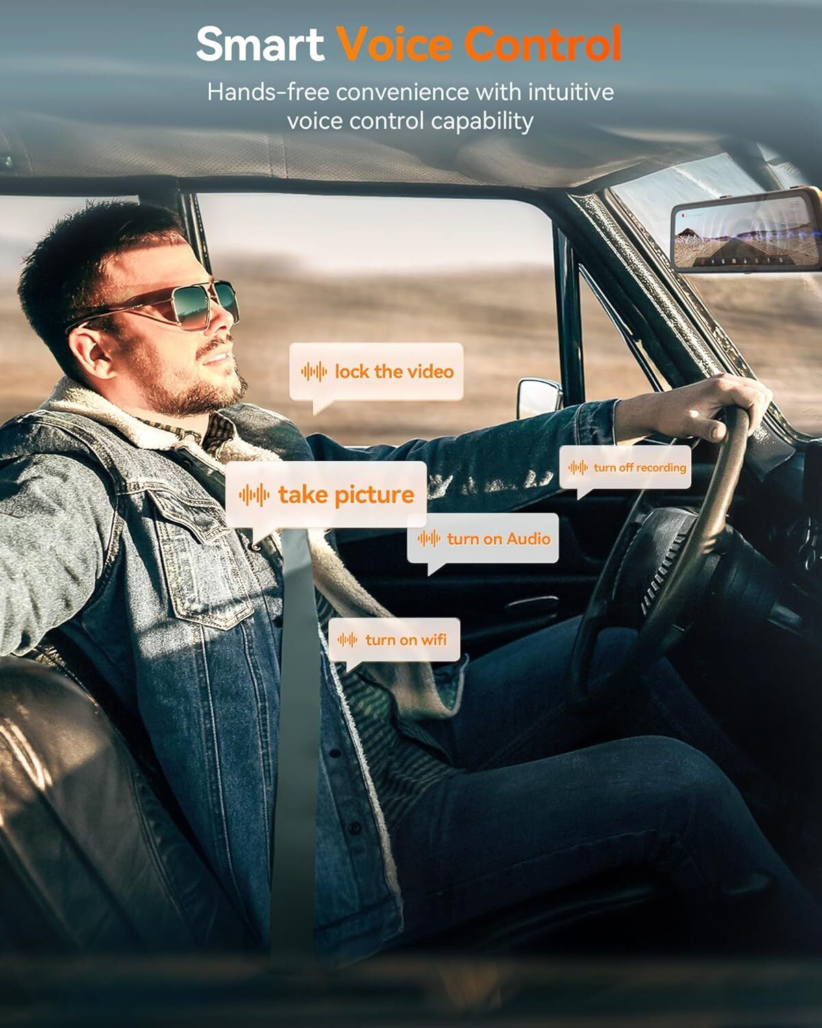 WolfBox G900 Pro 4K Mirror Dash Cam with GPS & Wi-Fi