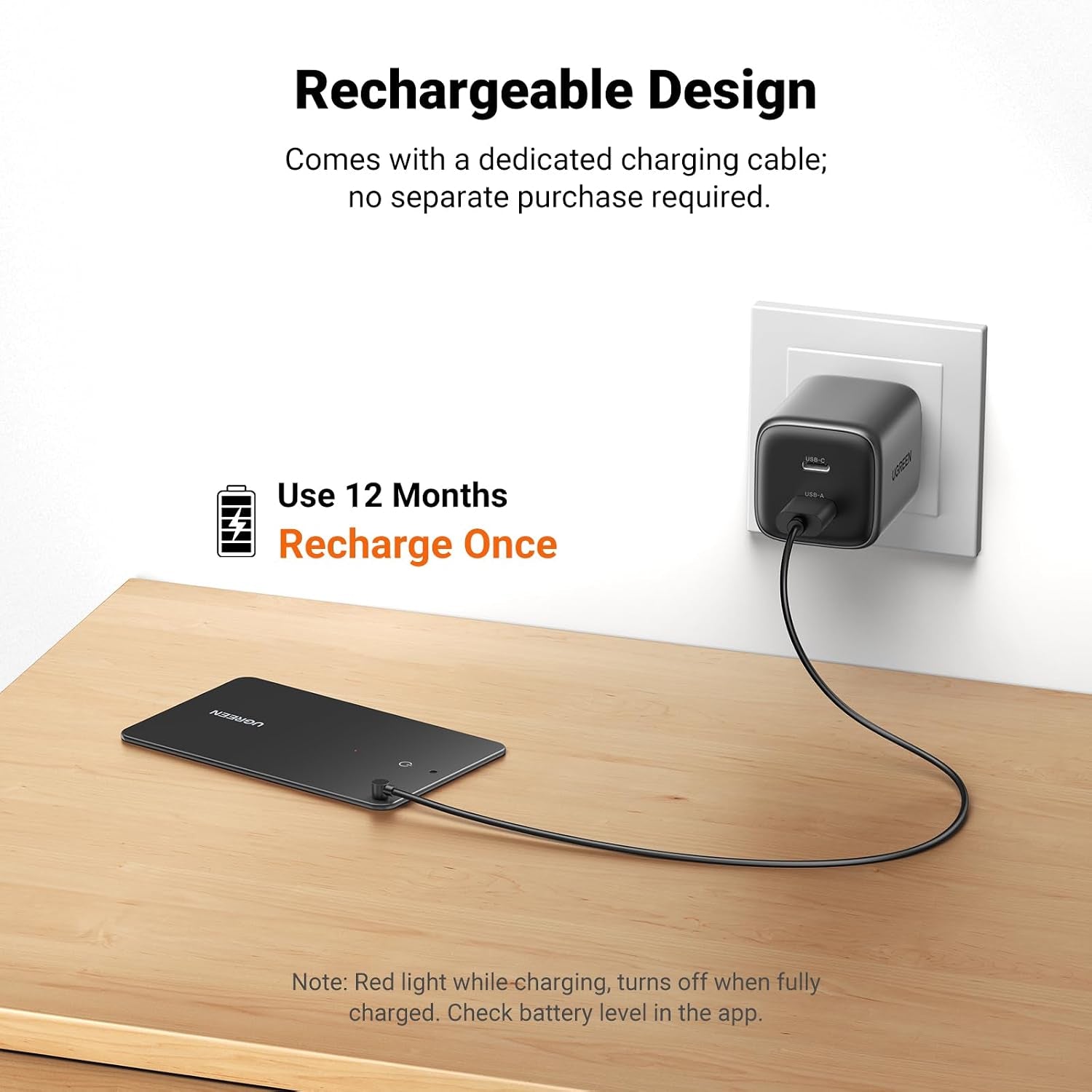 UGREEN Finetrack Slim Wallet Tracker Card (Ios Only), Bluetooth Tracker Card Finder 0.07In &IP68 Waterproof &One Charge Lasts a Year, Work with Apple Find My Rechargeable Tracker[Apple Mfi Certified]