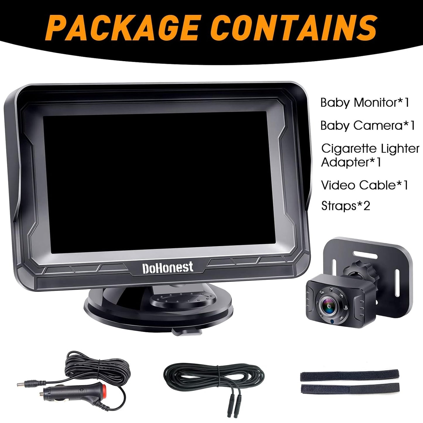 DoHonest Baby Car Camera HD 1080P - Rear-Facing Car Baby Monitor - Anti-Glare Display - Adds Safety for Kids & Infants