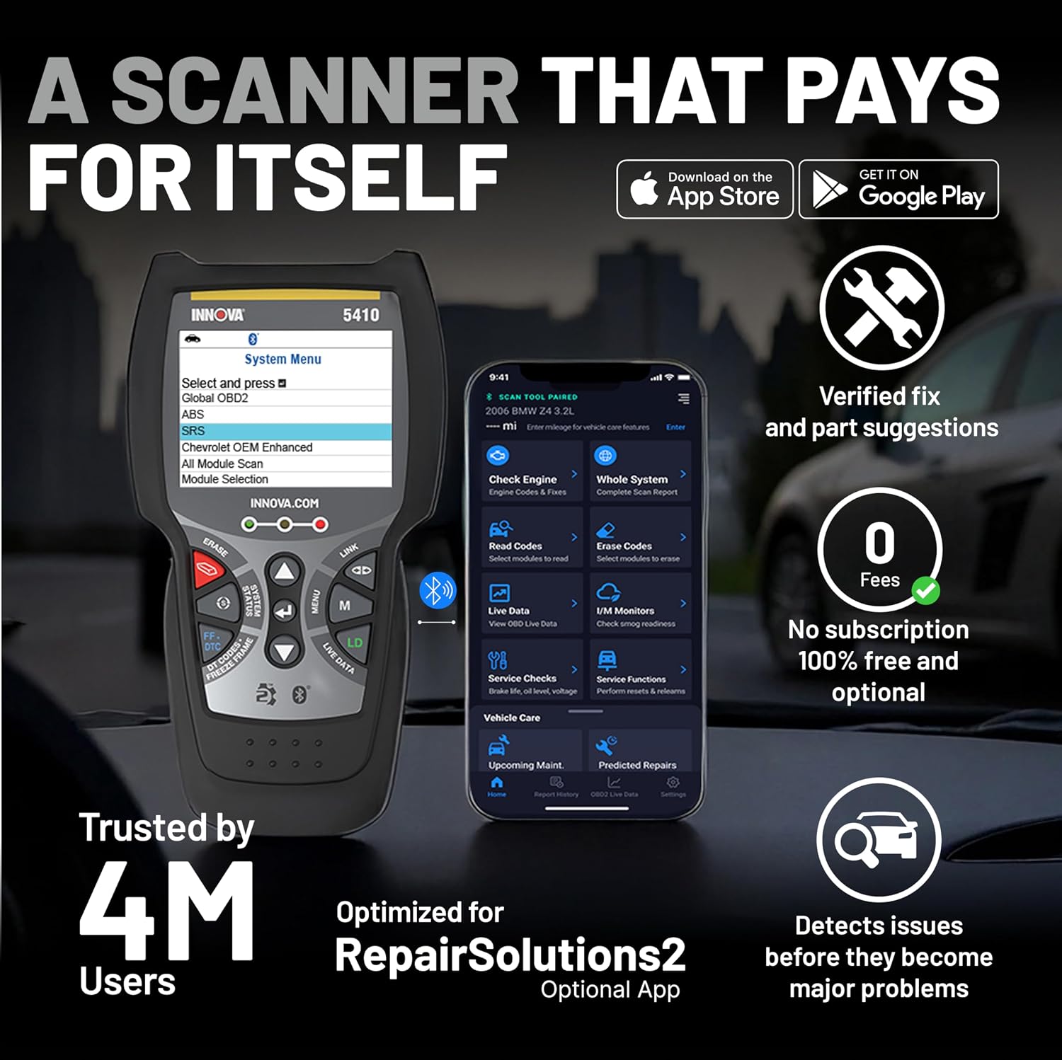 Innova 5410 OBD2 Diagnostic Scanner for Check Engine & ABS Diagnostics