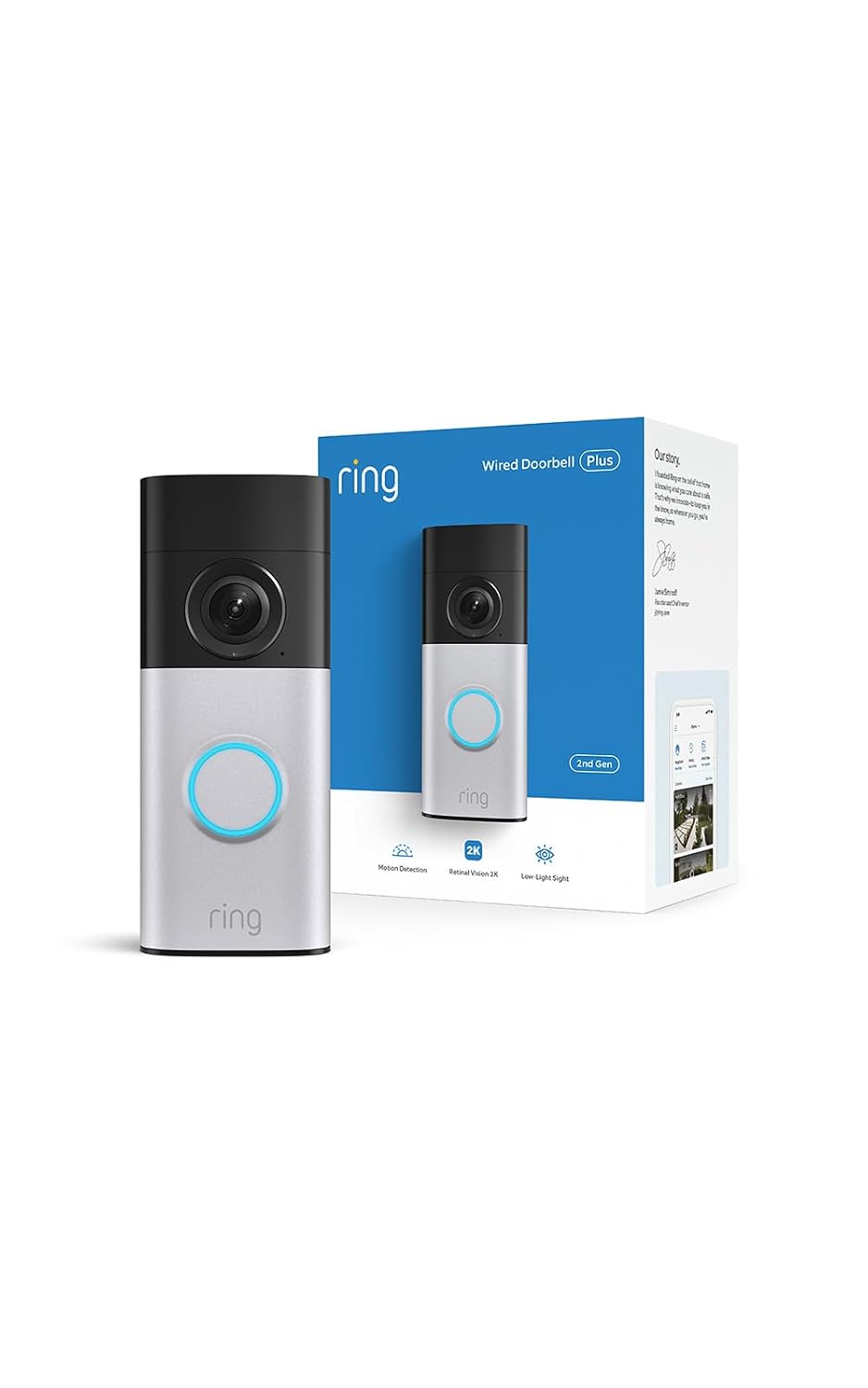 Ring Wired Doorbell Plus | 2K Video Smart Security