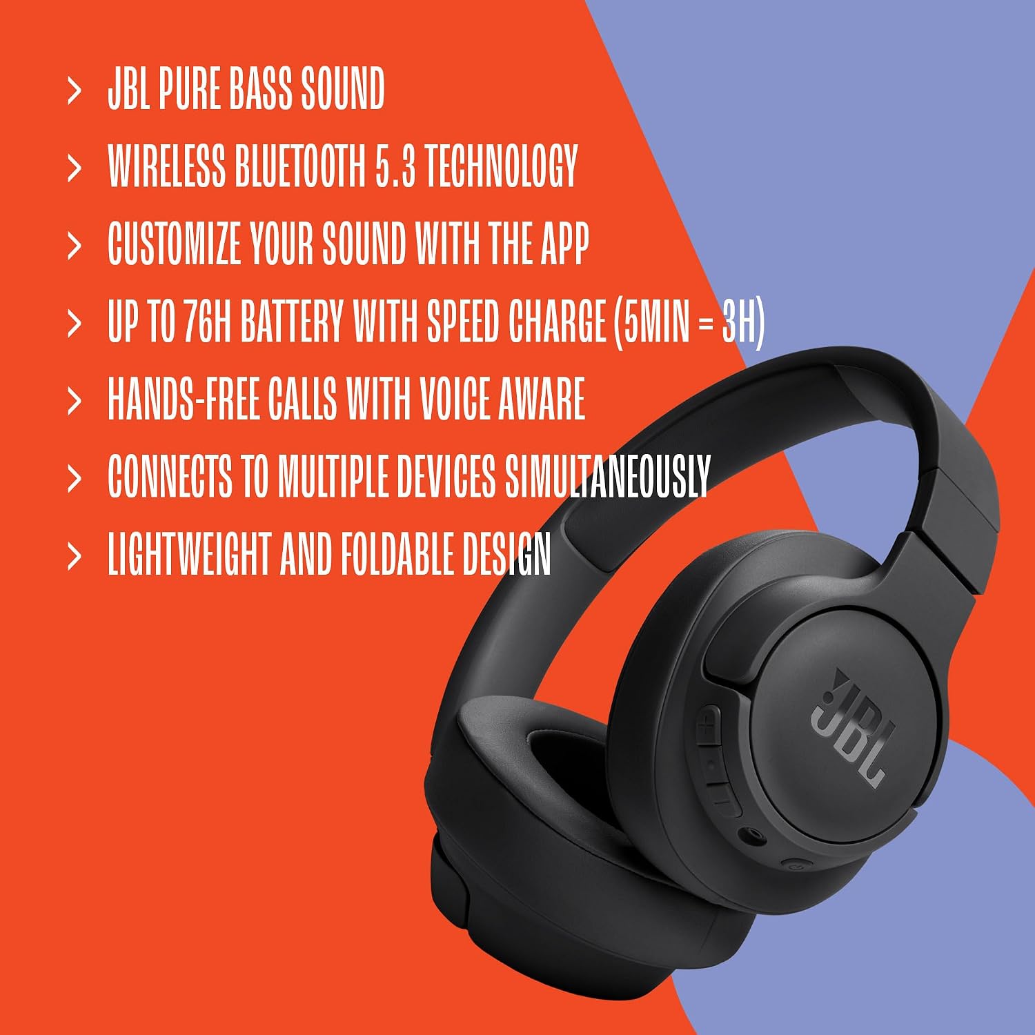 JBL Tune 720BT Wireless Headphones with Pure Bass Sound
