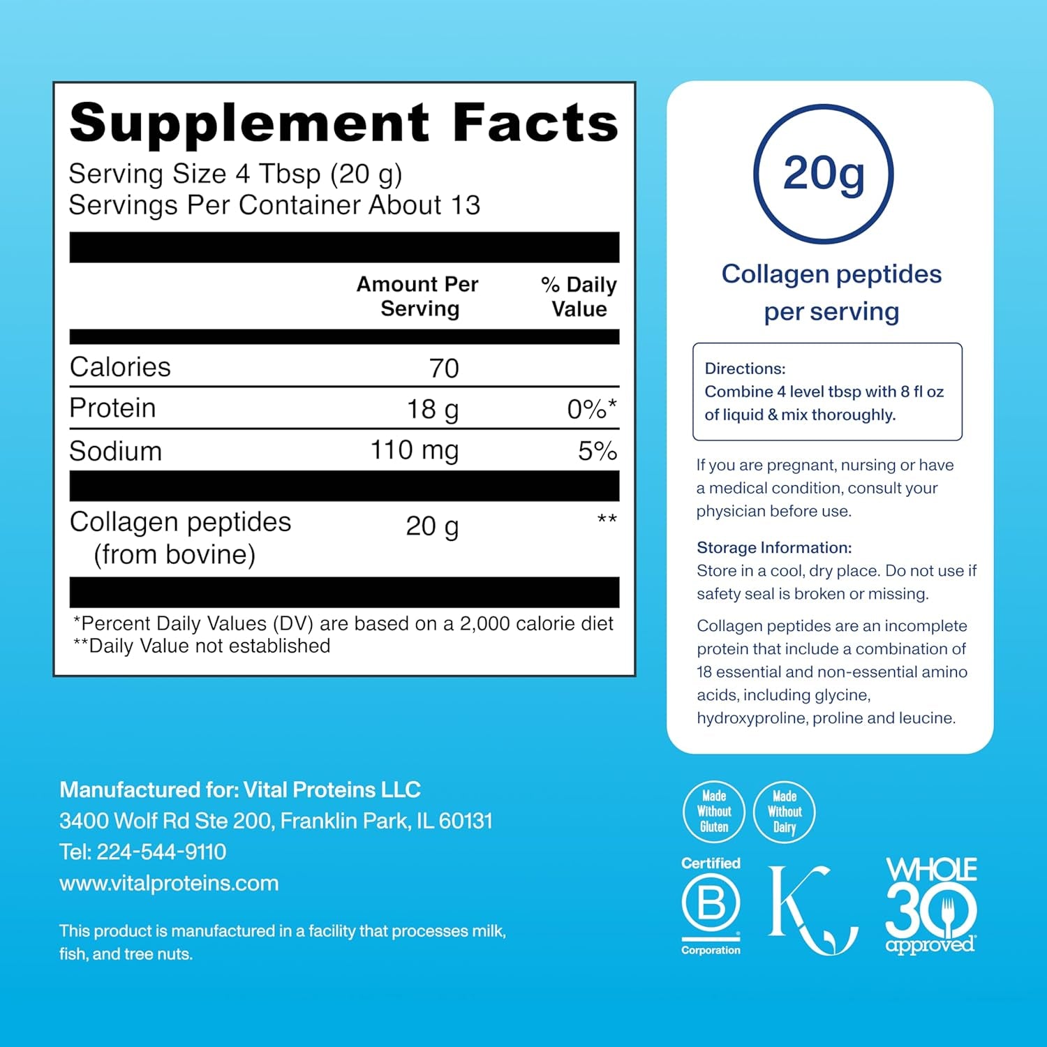 Collagen Peptides Powder - Supports Hair, Nail, Skin, Bone & Joint Health, Unflavored, Collagen Protein 9.33 OZ