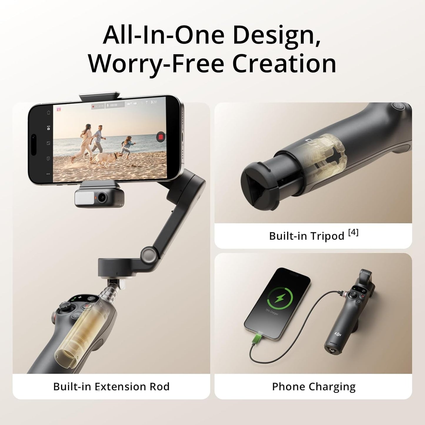 DJI Osmo Mobile 8 Gimbal Stabilizer for Phone, AI Native Tracking with Audio & L