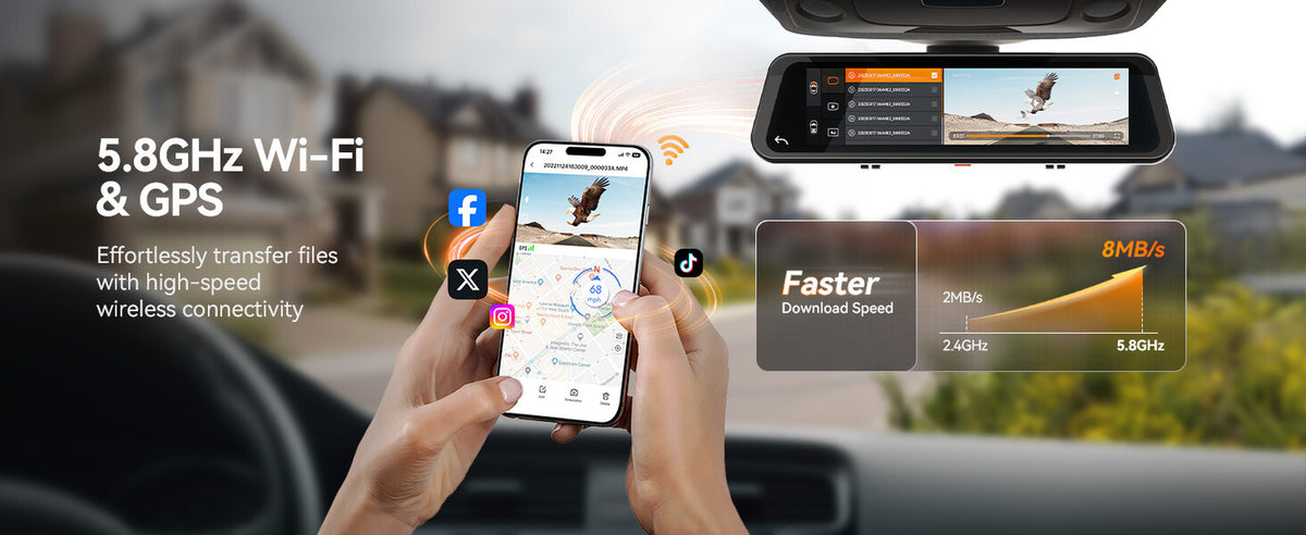 WolfBox G900 Pro 4K Mirror Dash Cam with GPS & Wi-Fi