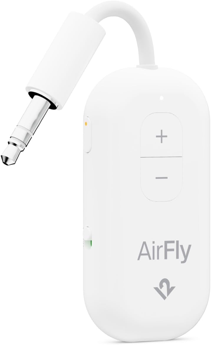Airfly Pro 2 – Bluetooth Adapter for Airplane - Pairs to AirPods or Wireless Headphones – 3.5mm AUX Bluetooth Transmitter &  Receiver – Airplane Travel Essentials