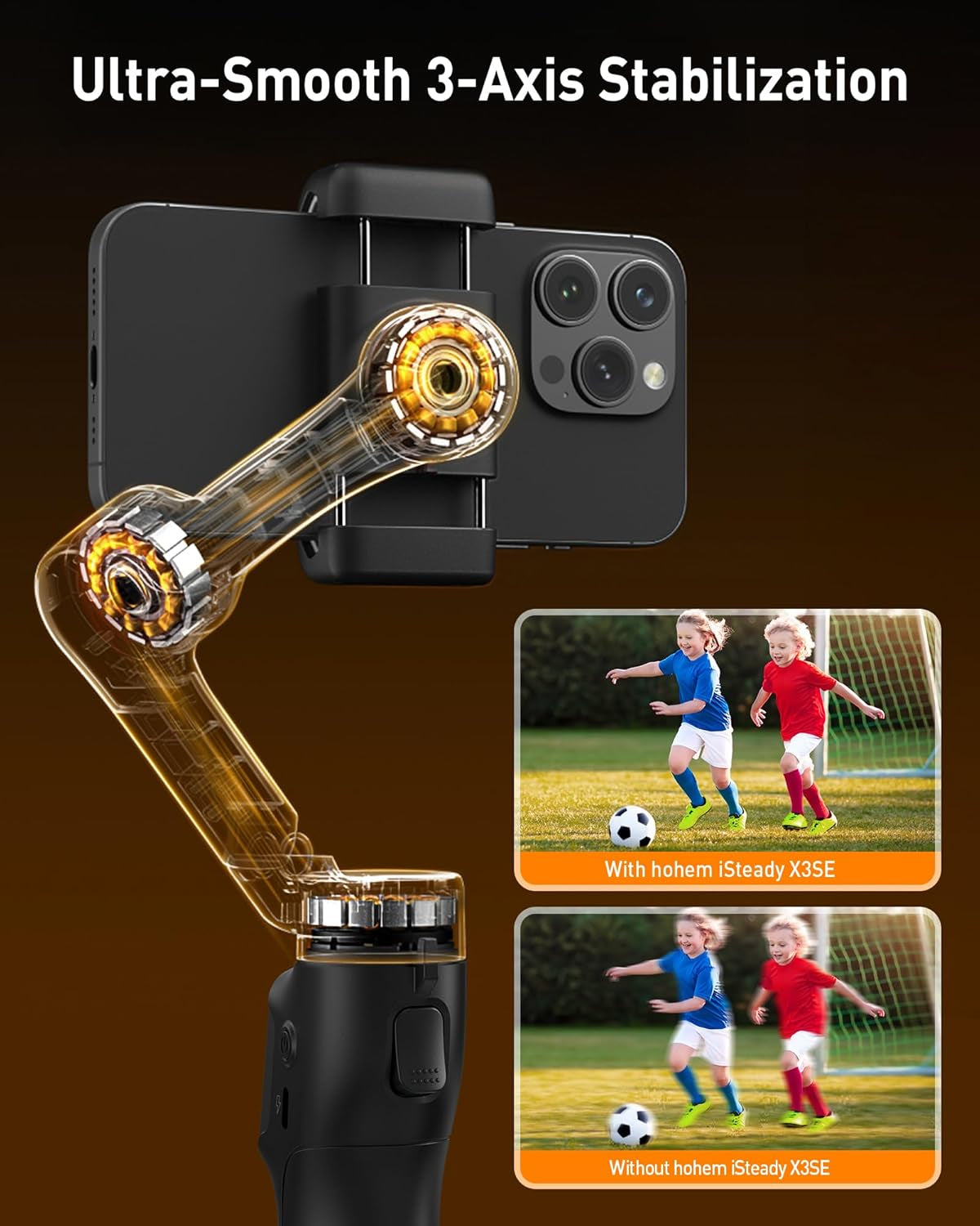 Hohem Isteady X3 SE Gimbal Phone Stabilizer with Detachable Remote Control - Foldable 3-Axis - Ideal for Travel Vlogging