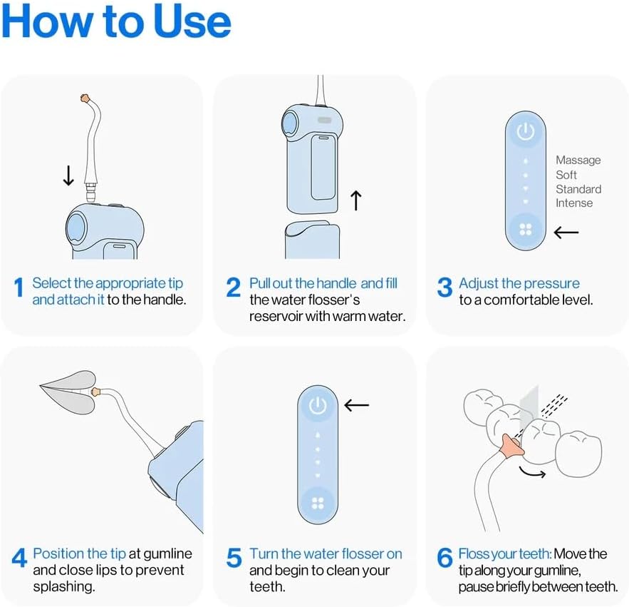 Usmile C10 Portable Water Flosser - Travel-Friendly - Dentist-Recommended for Braces, Implants & Sensitive Gums