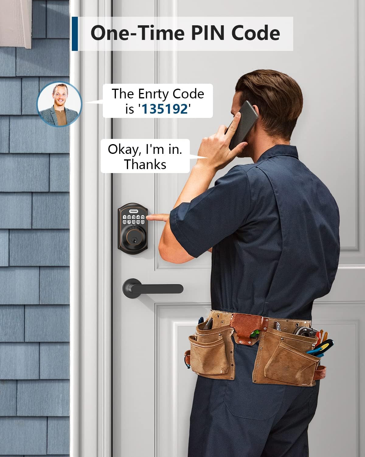 TEEHO TE001 Keyless Entry Door Lock with Keypad - Smart Deadbolt Lock for Front Door
