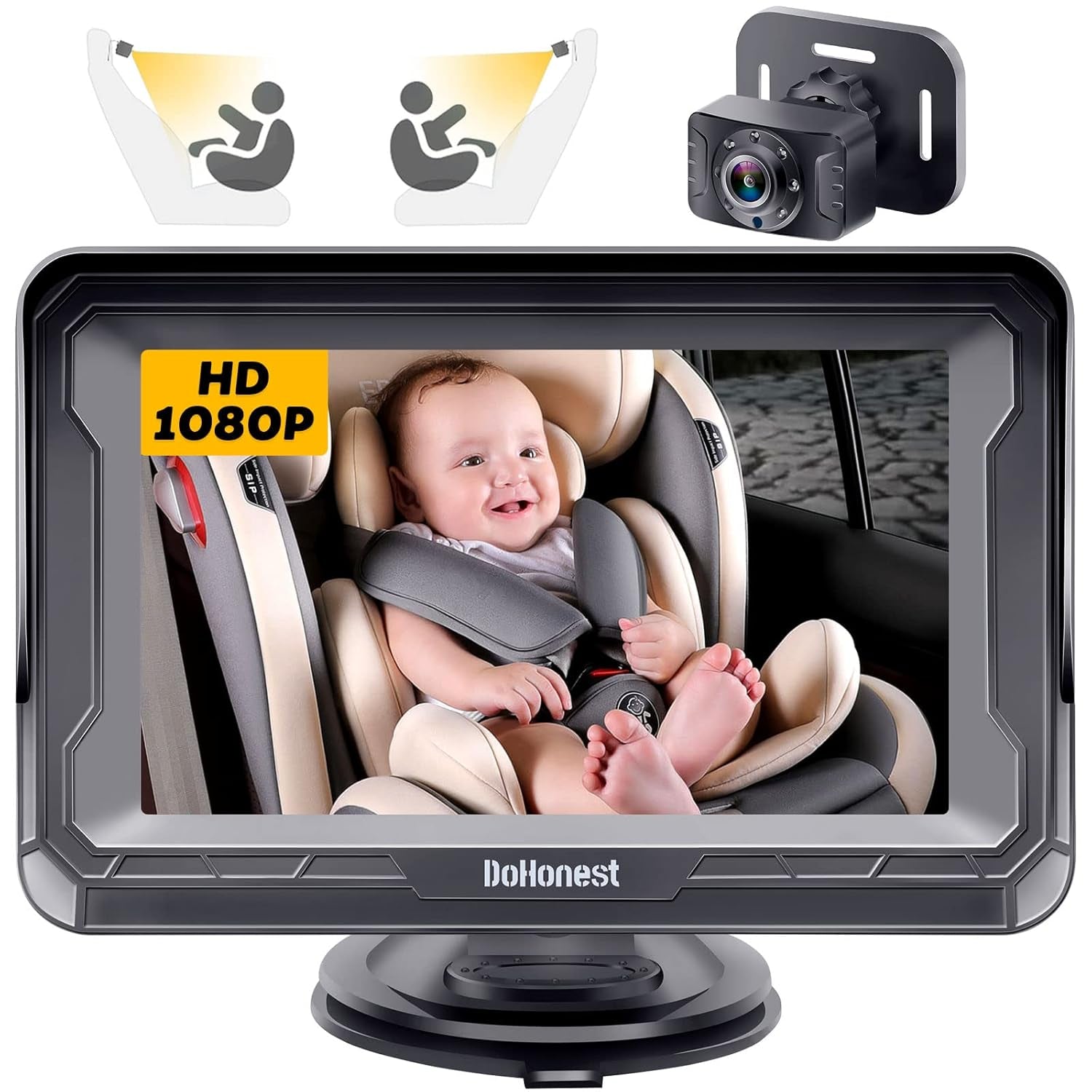 DoHonest Baby Car Camera HD 1080P - Rear-Facing Car Baby Monitor - Anti-Glare Display - Adds Safety for Kids & Infants