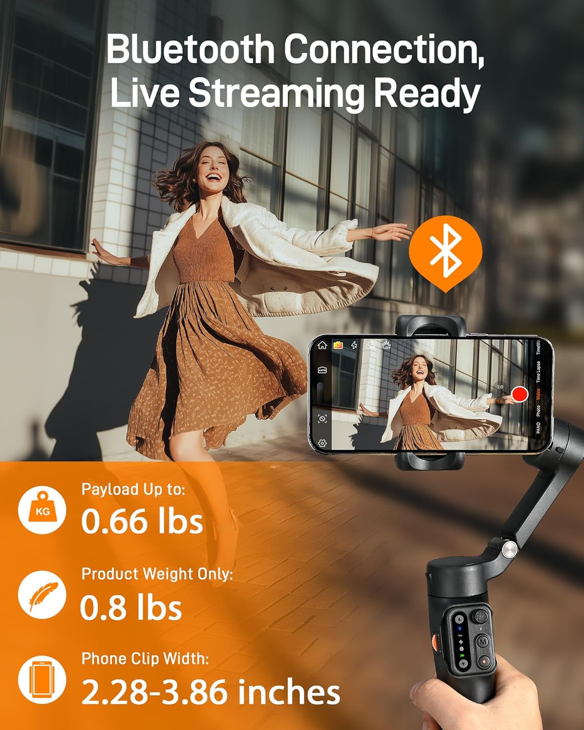 Hohem Isteady X3 SE Gimbal Phone Stabilizer with Detachable Remote Control - Foldable 3-Axis - Ideal for Travel Vlogging