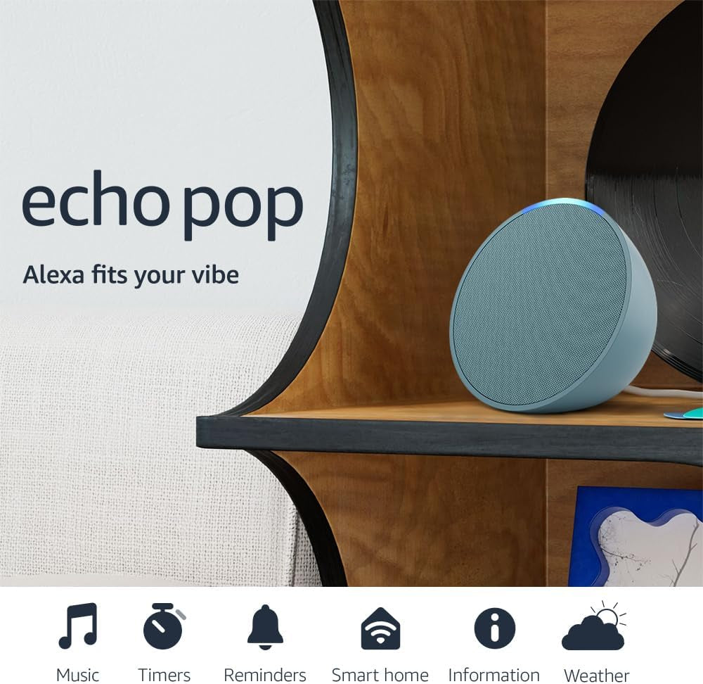 Echo Pop Smart Speaker with Alexa – Compact Room-Filling Sound