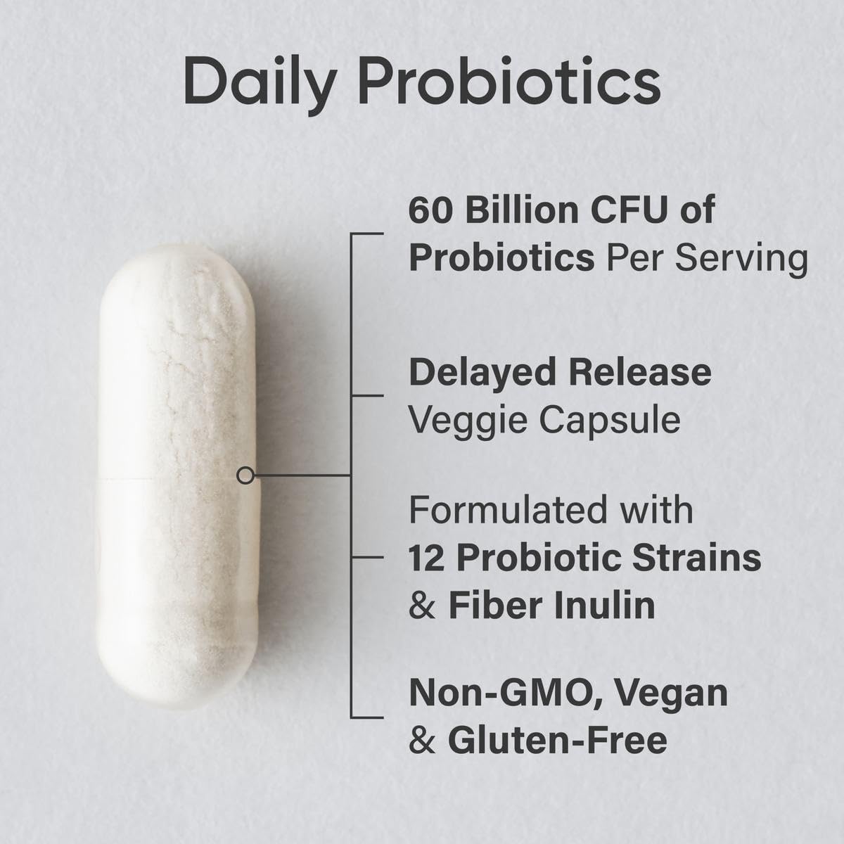 Daily Probiotics 60 Billion CFU - Vegan Capsules for Gut Health & Digestive Support - For Men & Women