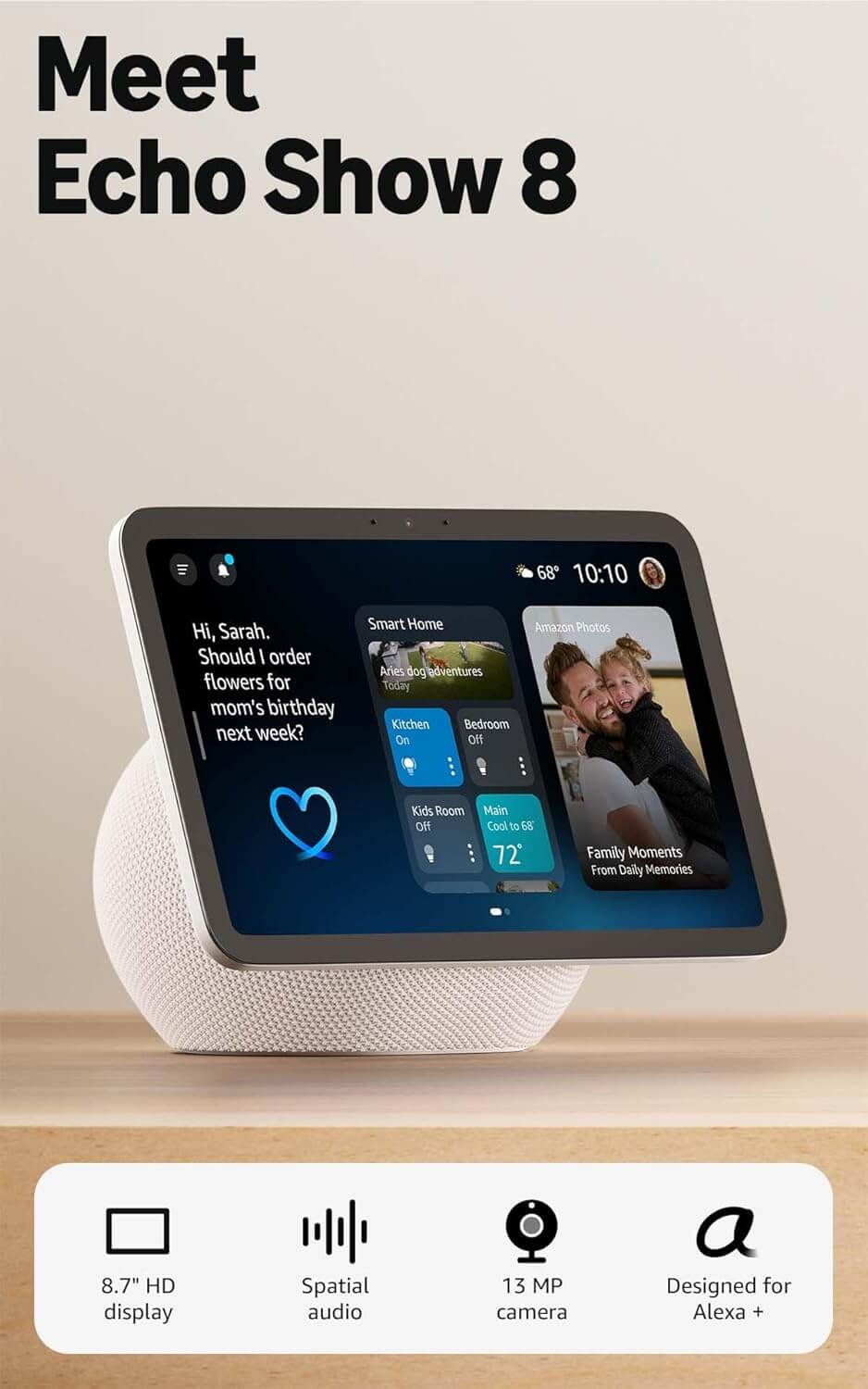 Echo Show 8 Smart Display with Alexa HD Touchscreen