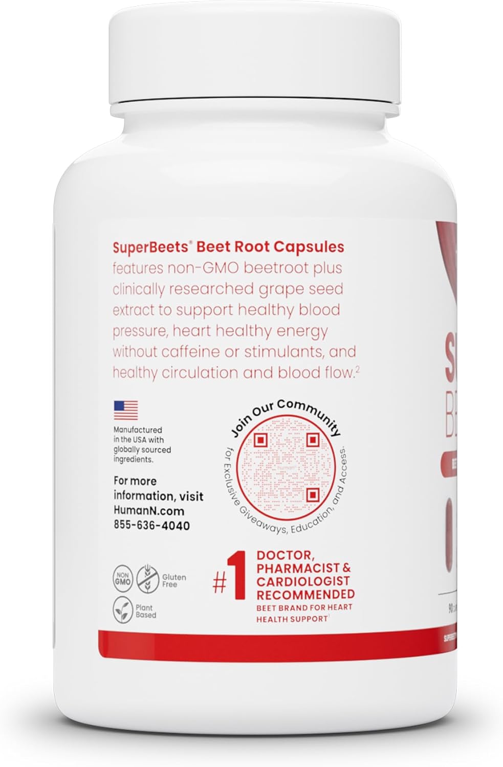 HumanN Superbeets Beet Root Quick Release Capsules 1000Mg - Helps Support Nitric Oxide Production, Blood Pressure, & Heart Health - Non-GMO