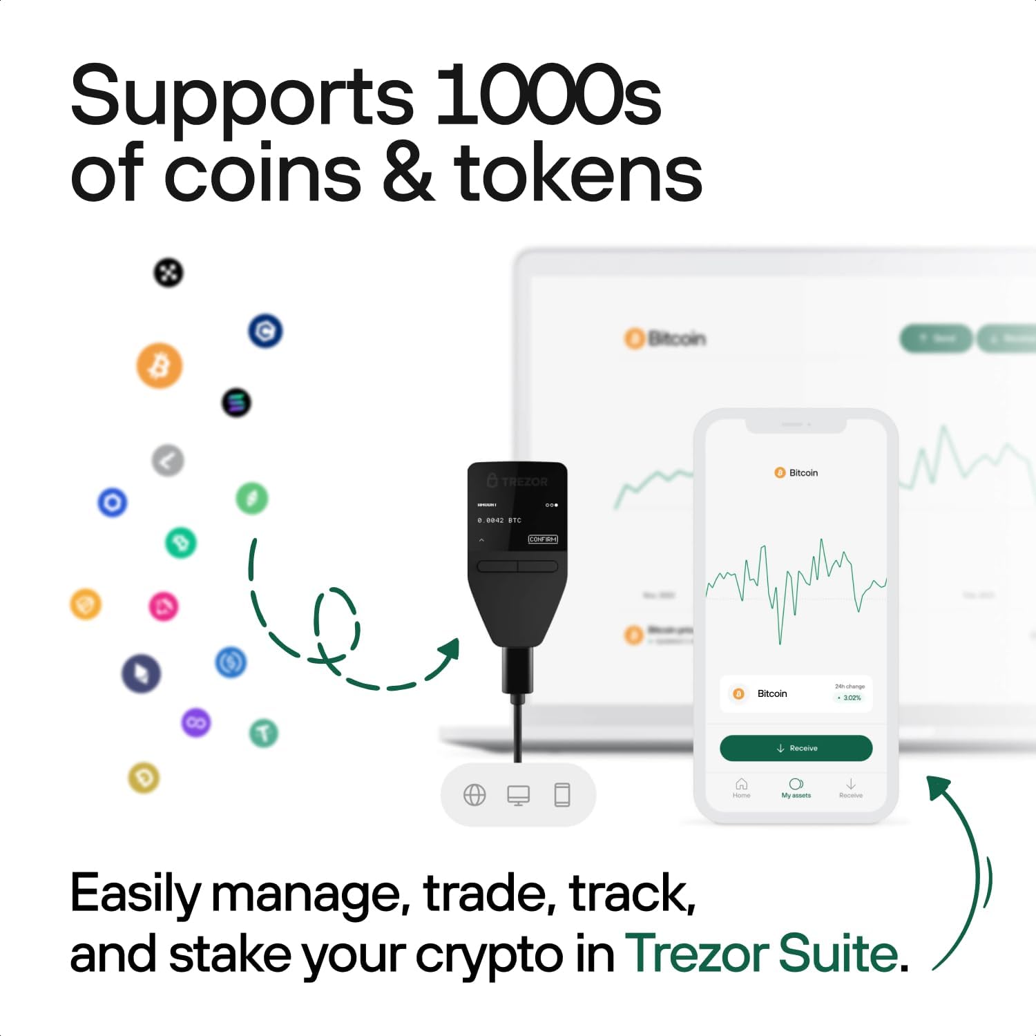 Trezor Safe 3 - Passphrase & Secure Element Protected Crypto Hardware Wallet - Buy, Store, Manage Digital Assets Simply and Safely