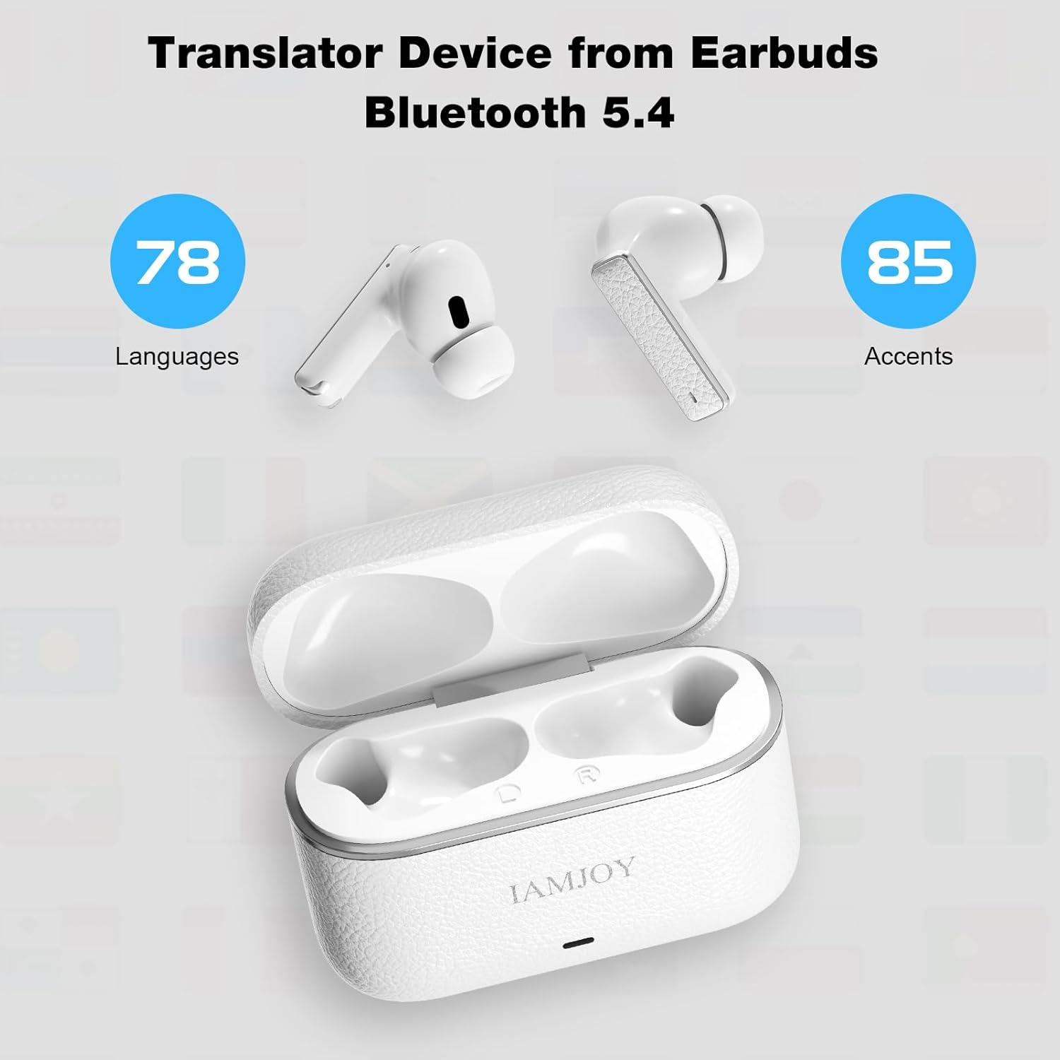 IAMJOY Language Translation Earbuds - 163 Language & Accents - Hybrid Dual Noise Cancelling Earbuds for Travel & Business 