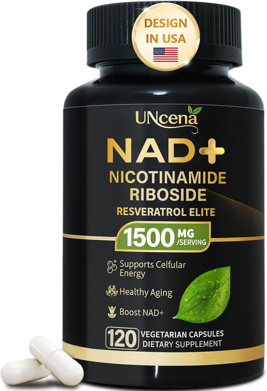 UNcena NAD+ Nicotinamide Riboside with Resveratrol - Liposomal NAD Supplement 1500Mg - Support Cellular Health, Stamina & Healthy Aging for Women & Men