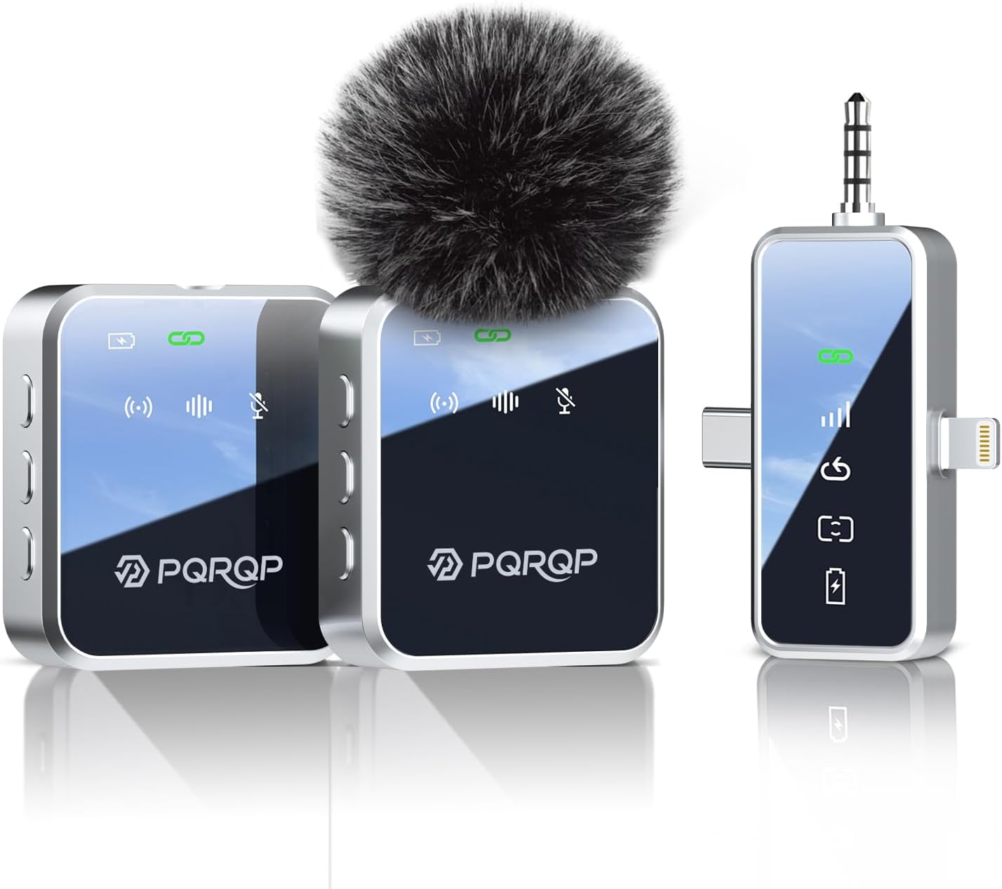 3 in 1 Microphone for Iphone/Android/Camera, Wireless Lavalier Microphone, 328Ft Transmission, 18H Battery Life, Mini Microphone for Record Interview, Vlogs, Youtube, Tiktok