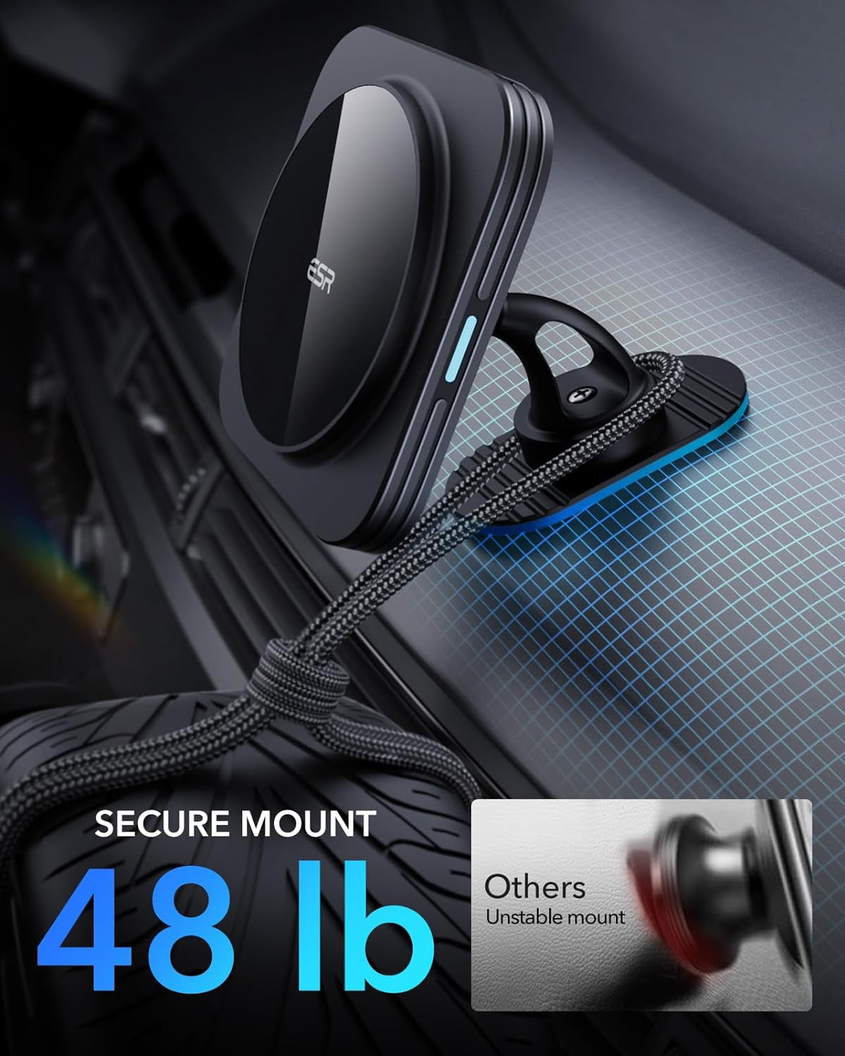 ESR MagSafe Car Mount Charger – Fast Wireless Charging for iPhone
