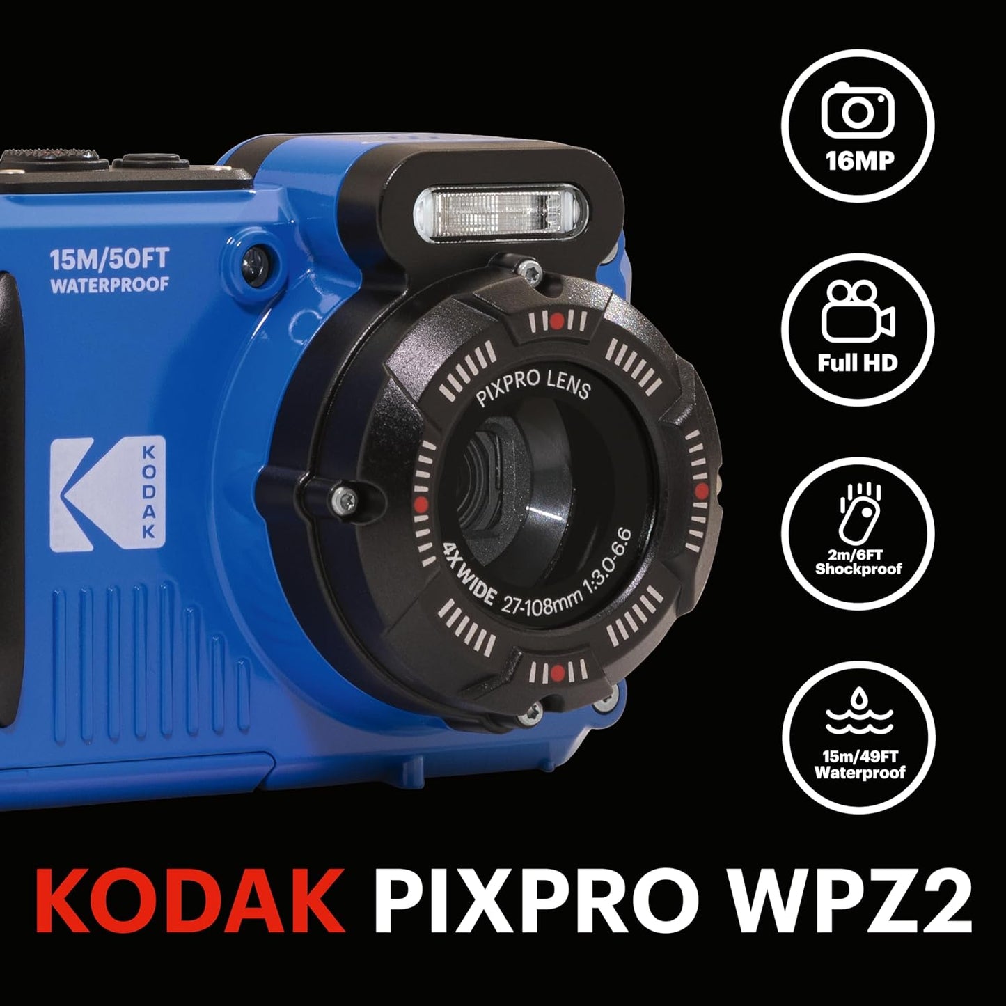 KODAK PIXPRO WPZ2 16MP Rugged Waterproof Shockproof Dustproof Digital Camera