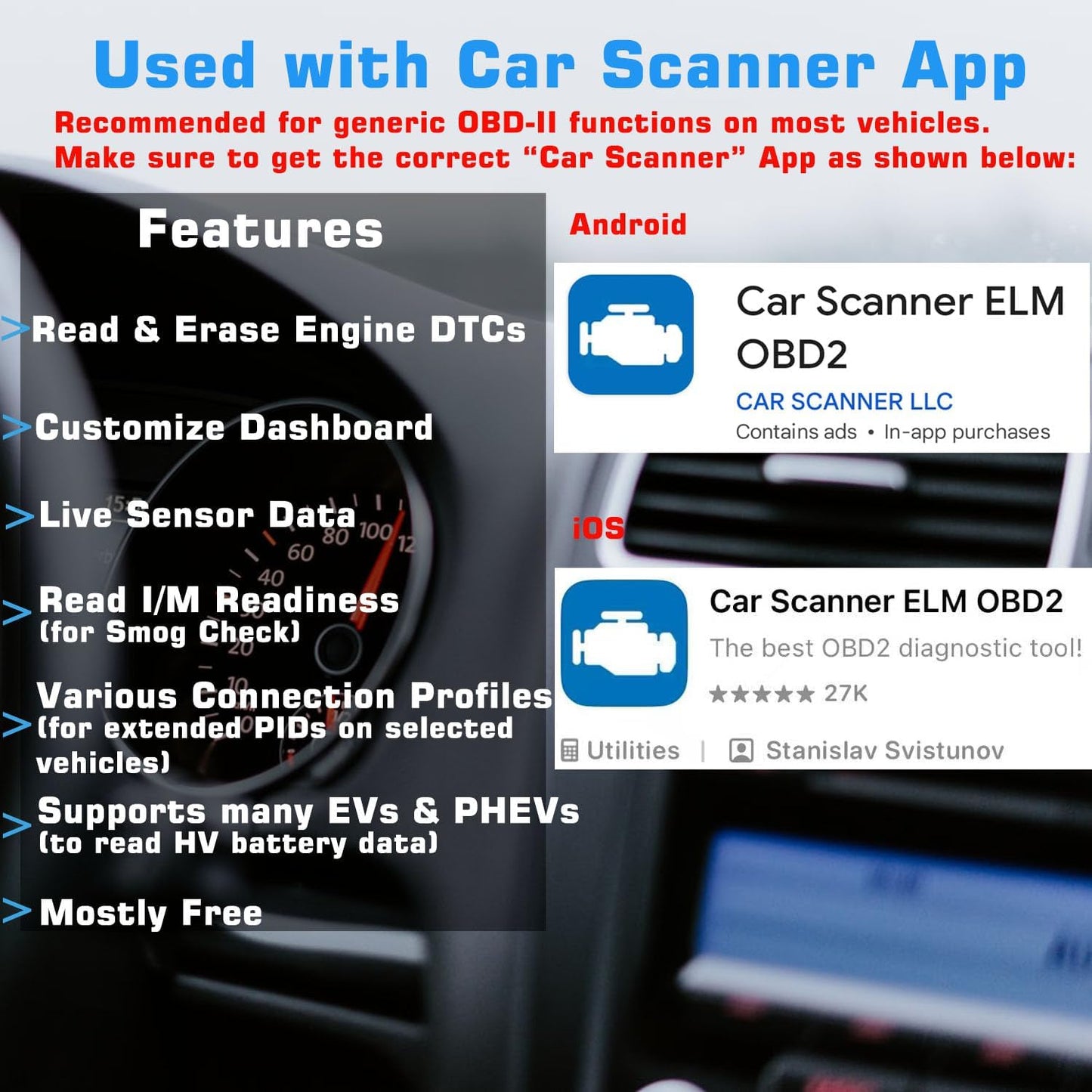 VeePeak BLE Bluetooth OBD II Diagnostic Scan Tool for iOS