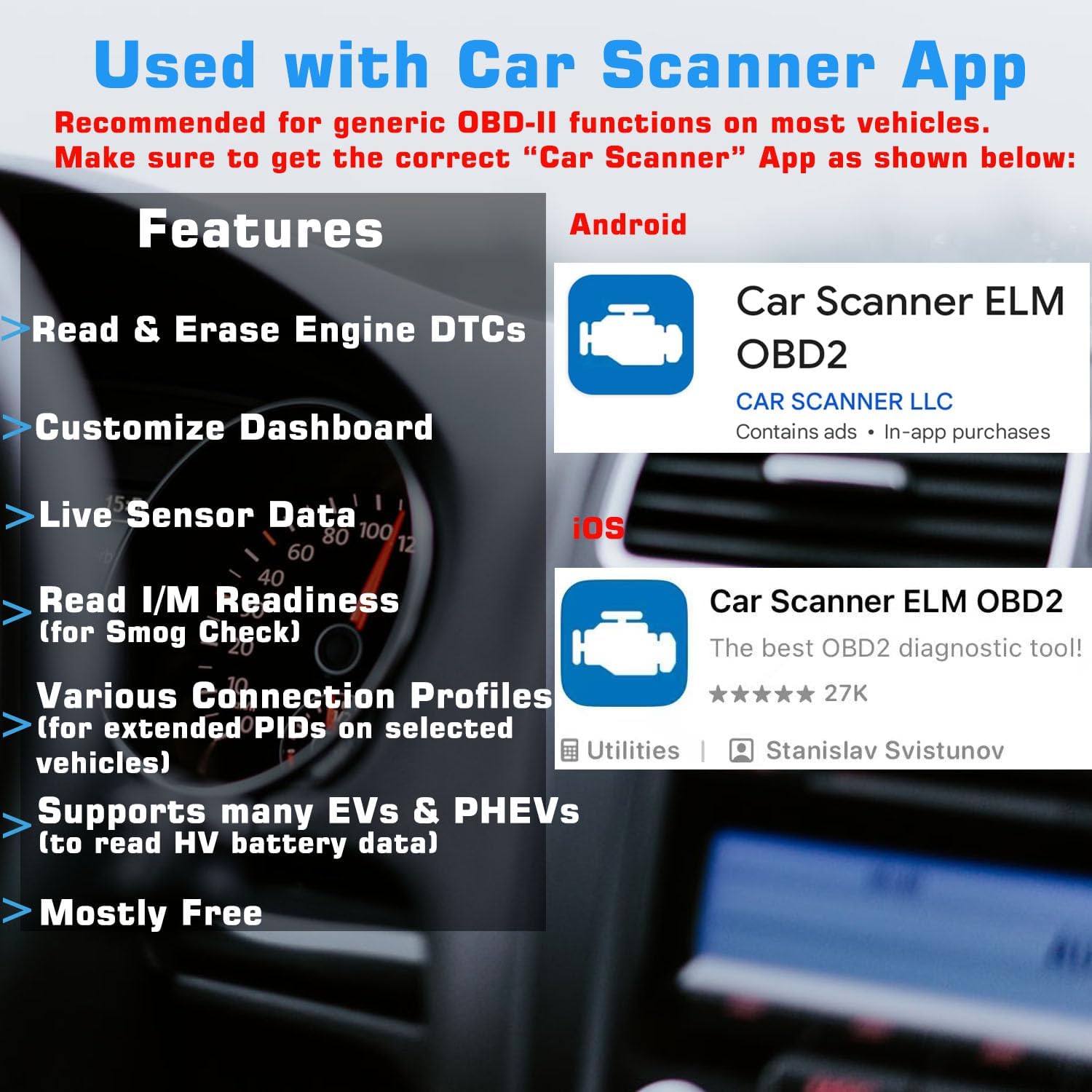 VeePeak BLE Bluetooth OBD II Diagnostic Scan Tool for iOS