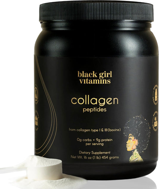 Black Girl Vitamins | Collagen Peptides Powder - Supports Healthy Skin, Hair & Nails - Dairy-Free - Gluten-Free Collagen for Women & Men 