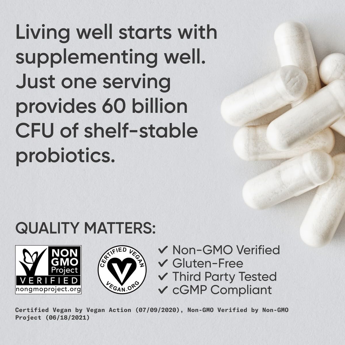 Daily Probiotics 60 Billion CFU - Vegan Capsules for Gut Health & Digestive Support - For Men & Women
