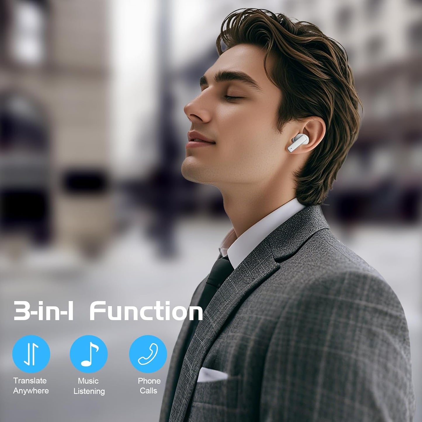 IAMJOY Language Translation Earbuds - 163 Language & Accents - Hybrid Dual Noise Cancelling Earbuds for Travel & Business 