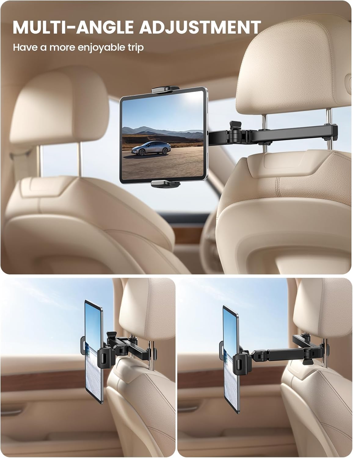 Lamicall Car Headrest Tablet Holder - Adjustable Tablet Car Mount for Back Seat 