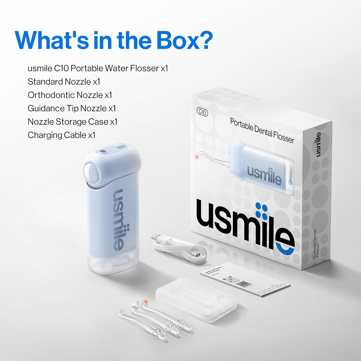 Usmile C10 Portable Water Flosser - Travel-Friendly - Dentist-Recommended for Braces, Implants & Sensitive Gums