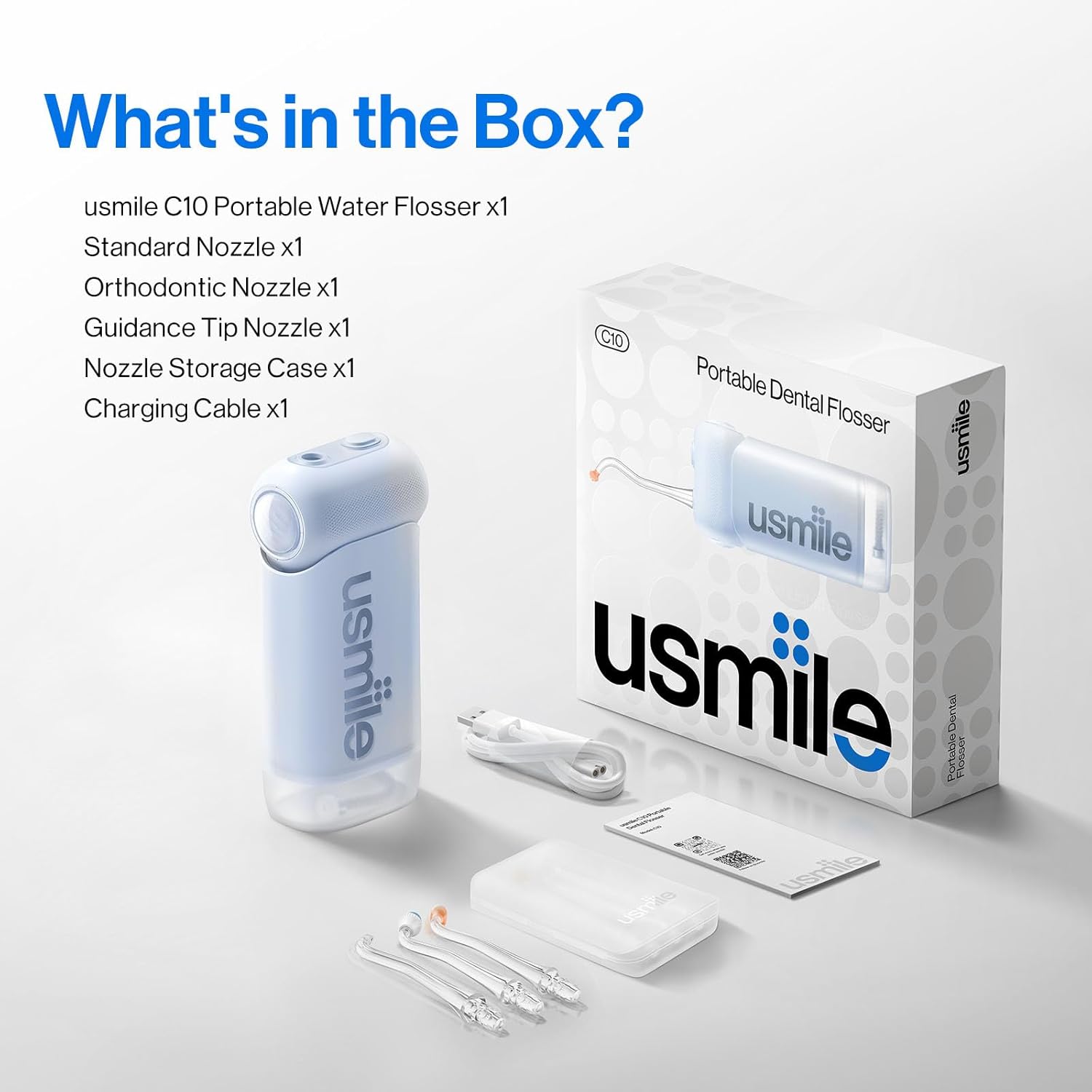 Usmile C10 Portable Water Flosser - Travel-Friendly - Dentist-Recommended for Braces, Implants & Sensitive Gums
