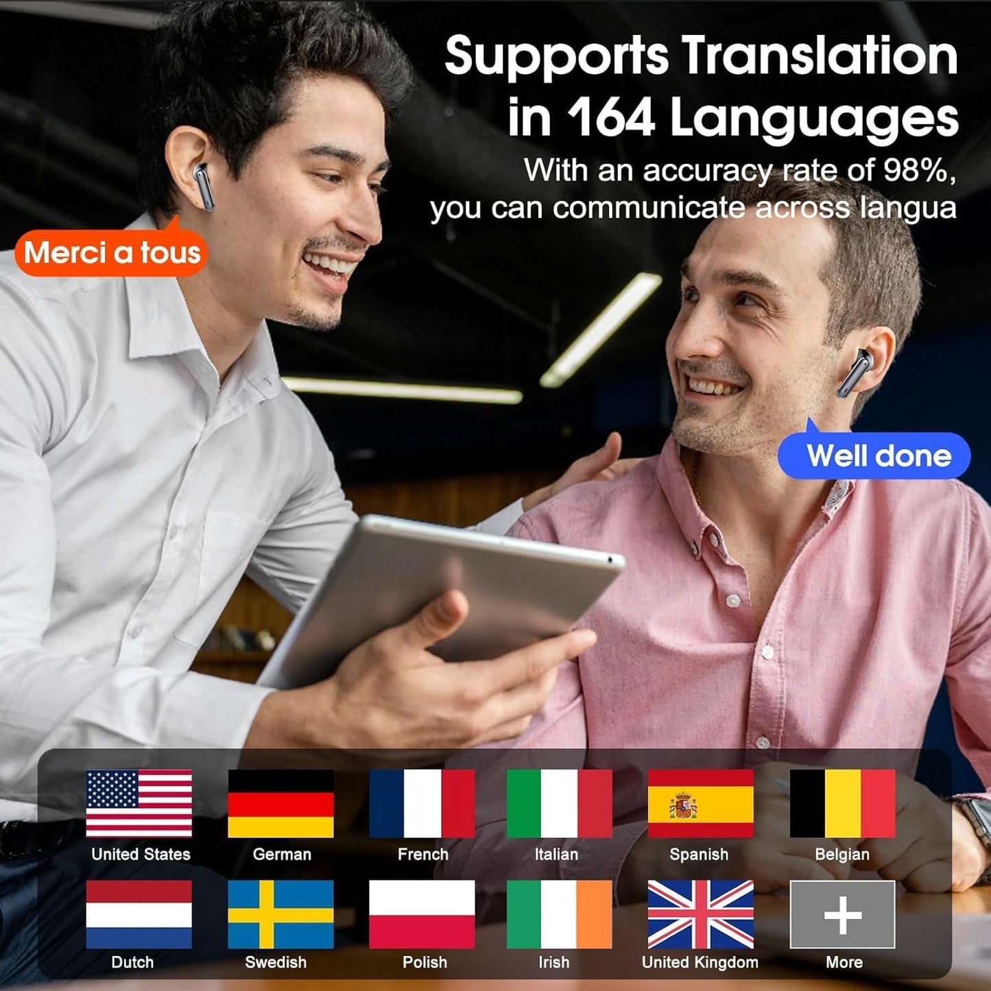 AI Language Translation Earbuds with Real-Time Voice Translator