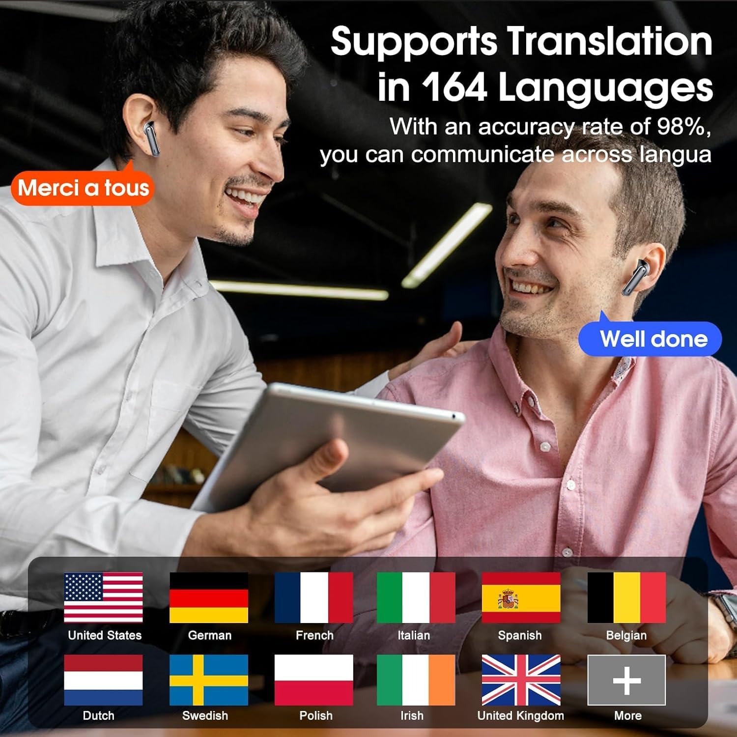 AI Language Translation Earbuds with Real-Time Voice Translator