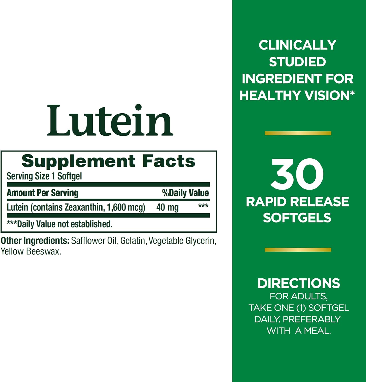 Nature's Bounty Lutein Soft Gels - Eye Health Supplements & Vitamins - Supports Vision Health - 40 Mg