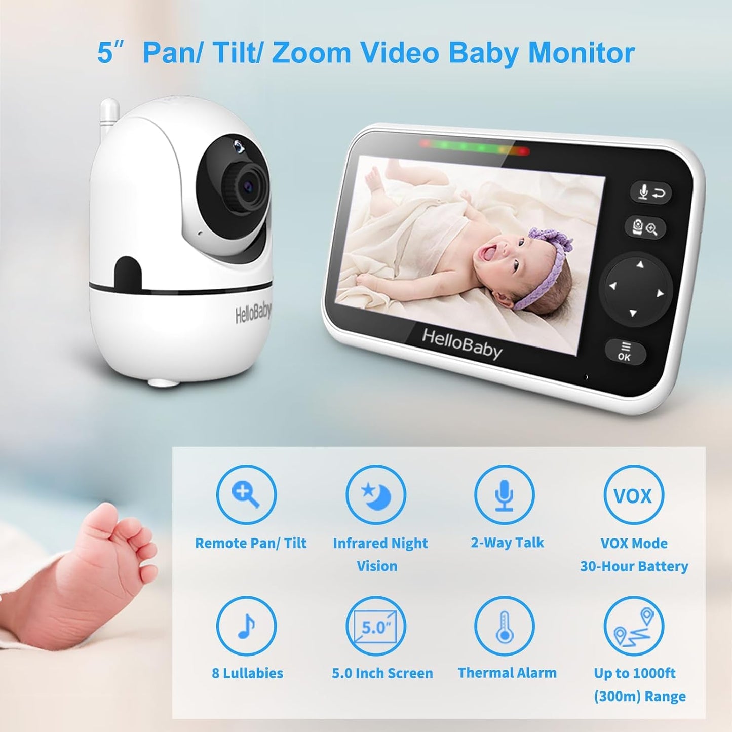HelloBaby Baby Monitor with Camera & Screen