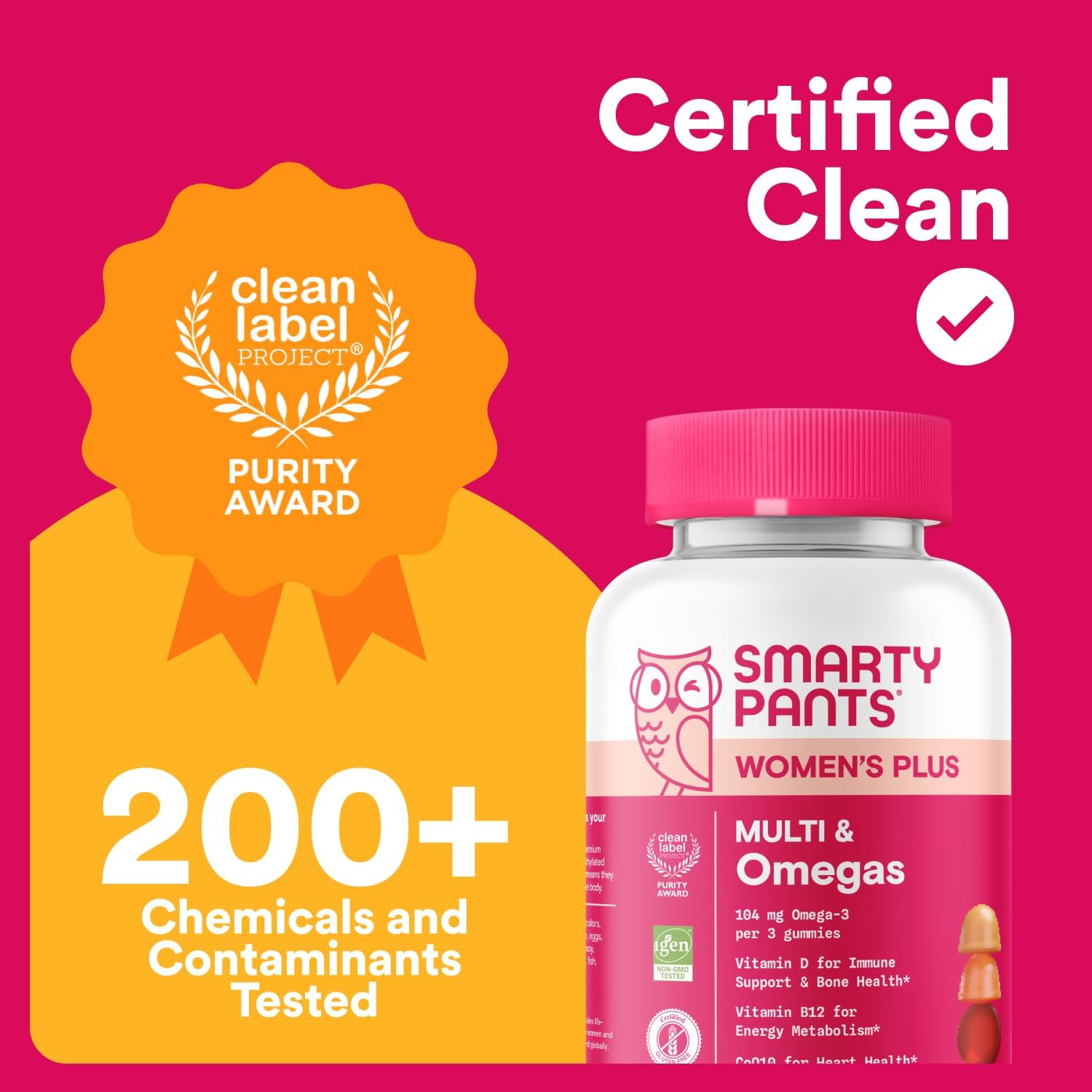 Smarty Pants Women's Plus Multivitamin Gummies - Omega 3 (DHA/EPA), Methylfolate, Coq10, Vitamin D3, C, Vitamin B12, B6, A, K & Zinc - Gluten Free - Adults