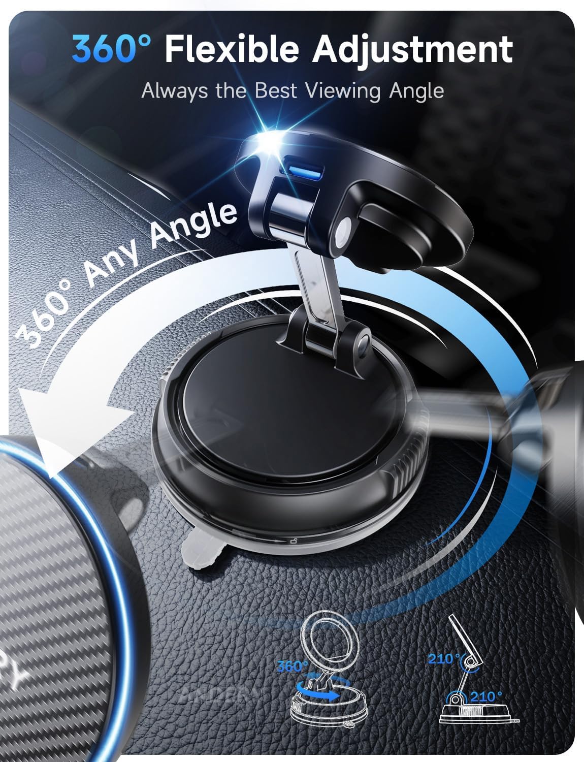 ANDERY MagSafe Car Mount Charger for Fast Wireless Charging - iPhone Only