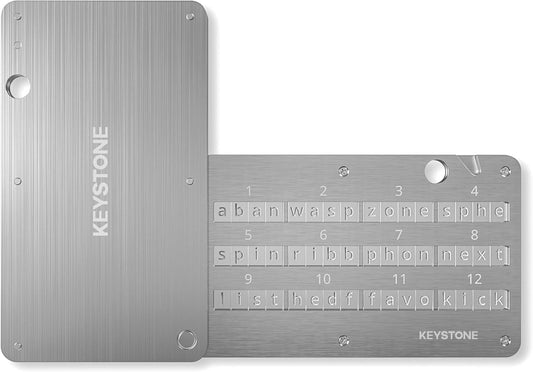 KEYSTONE Crypto Seed Storage Metal Wallet - Cold Storage Backup - 24 Words Key Phrase Storage