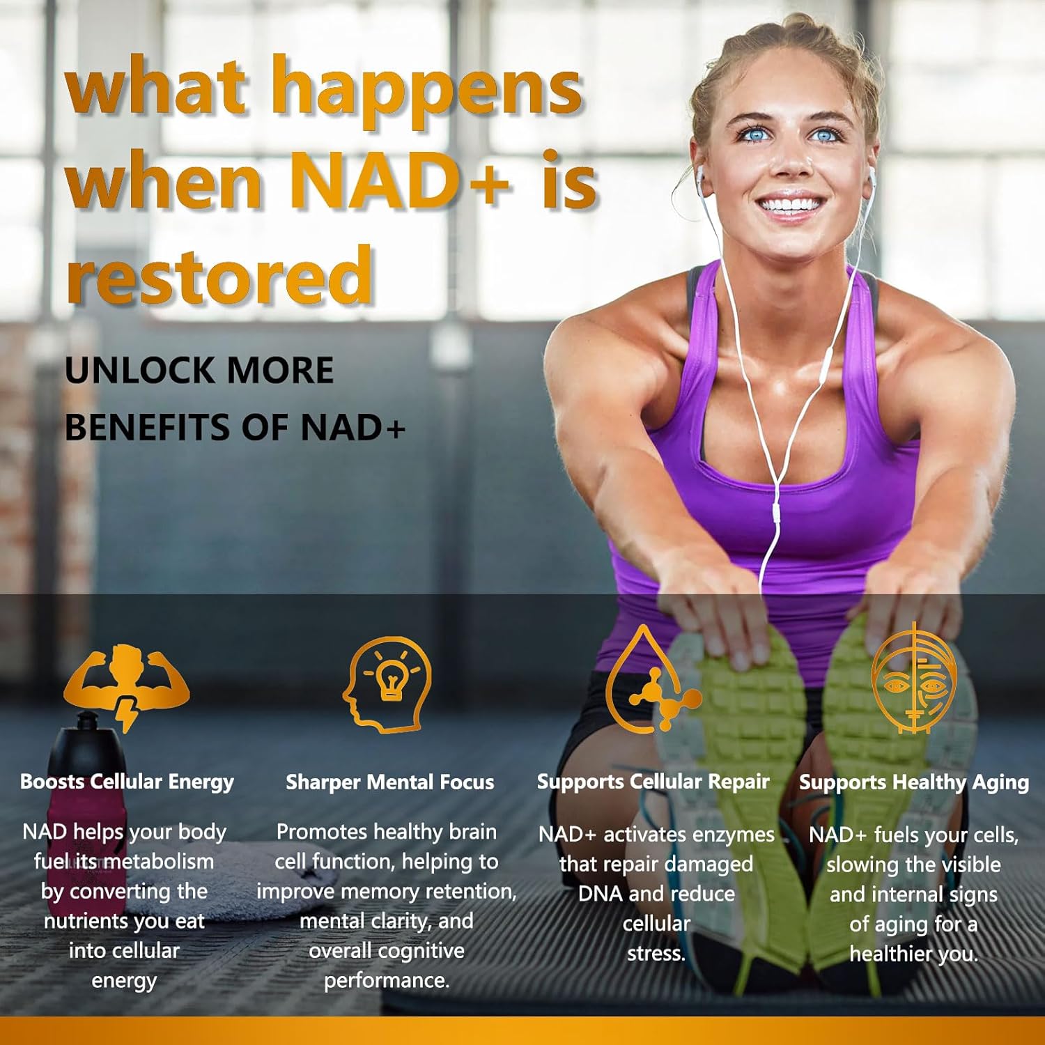 UNcena NAD+ Nicotinamide Riboside with Resveratrol - Liposomal NAD Supplement 1500Mg - Support Cellular Health, Stamina & Healthy Aging for Women & Men