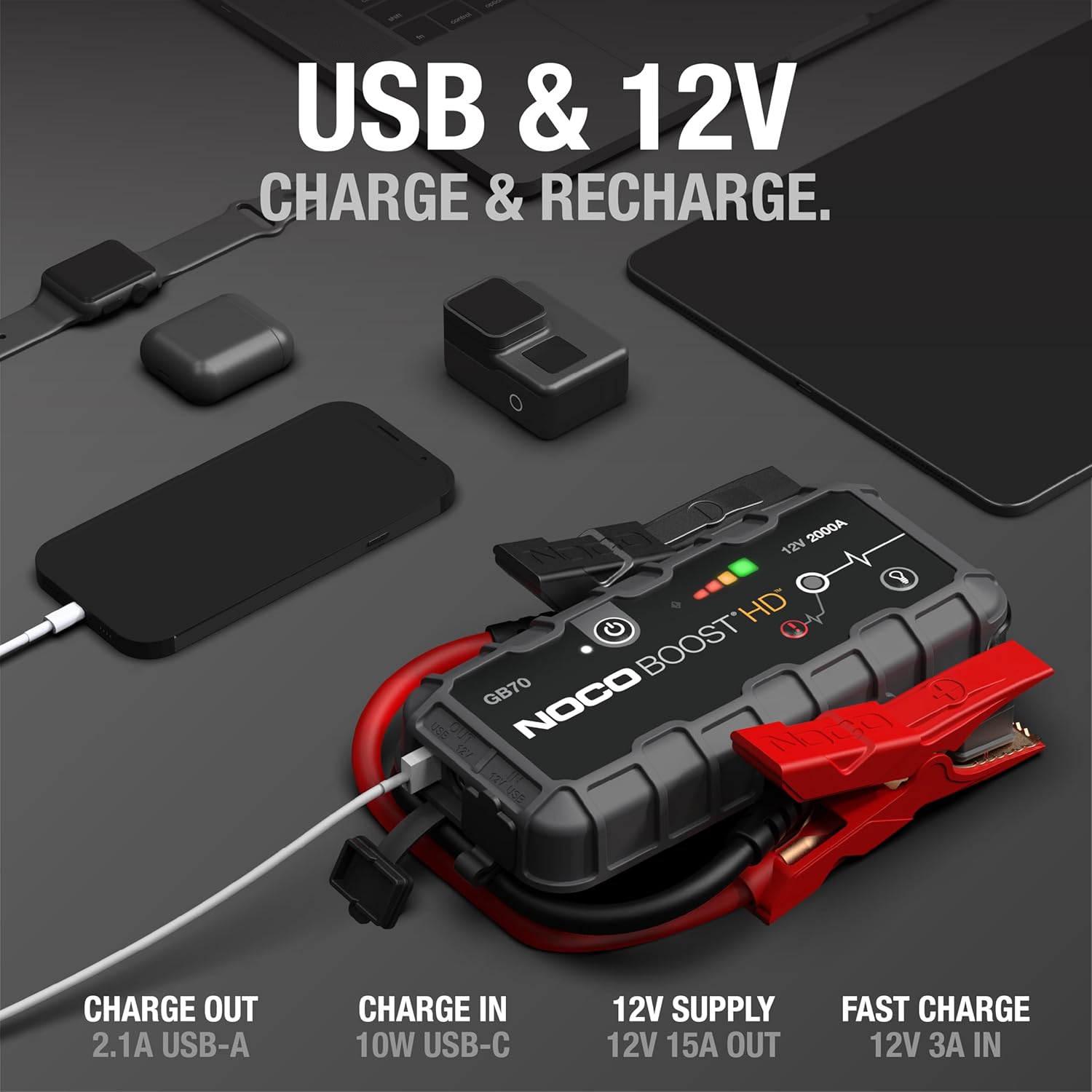 NOCO Boost HD GB70: 2000A UltraSafe Portable Lithium Jump Starter
