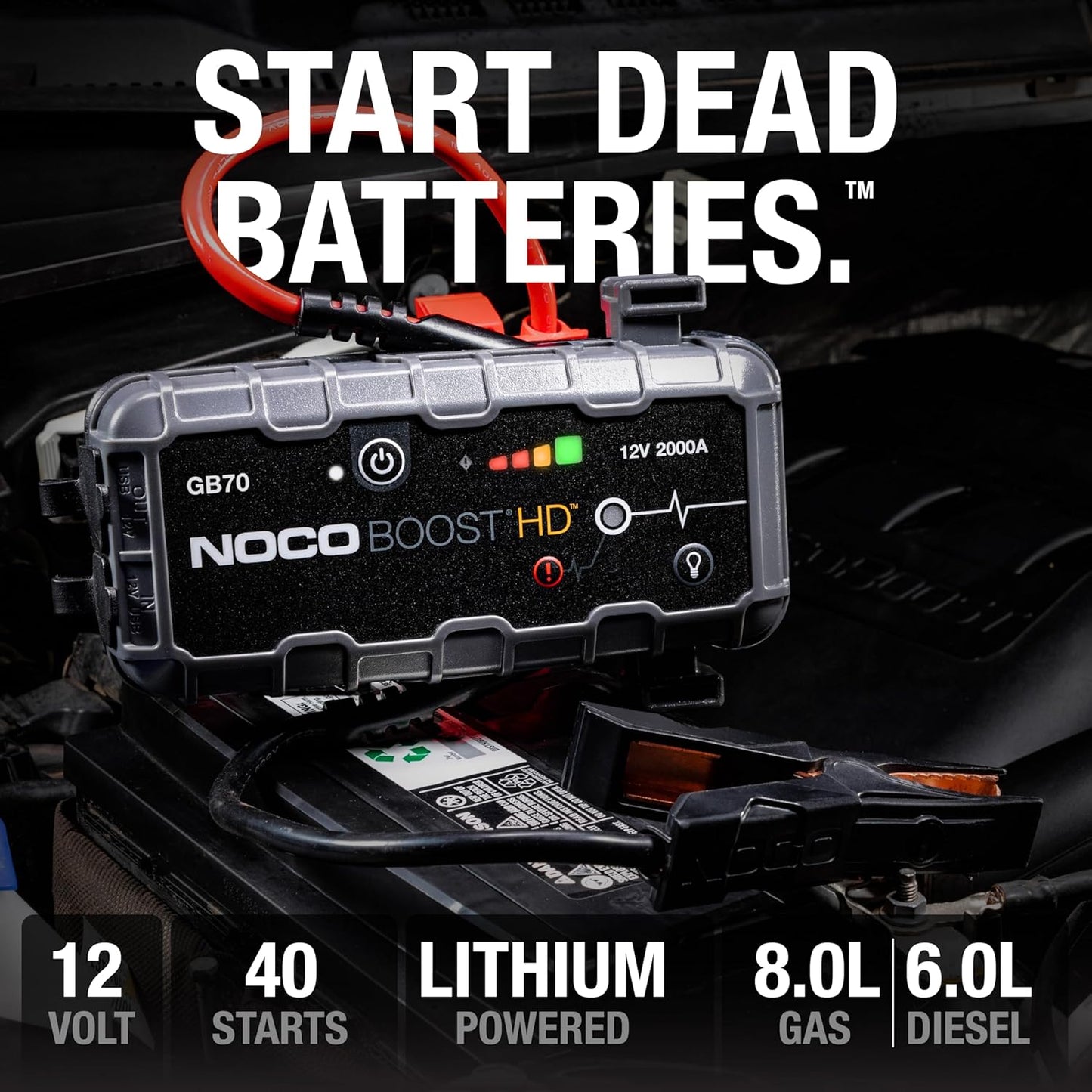 NOCO Boost HD GB70: 2000A UltraSafe Portable Lithium Jump Starter