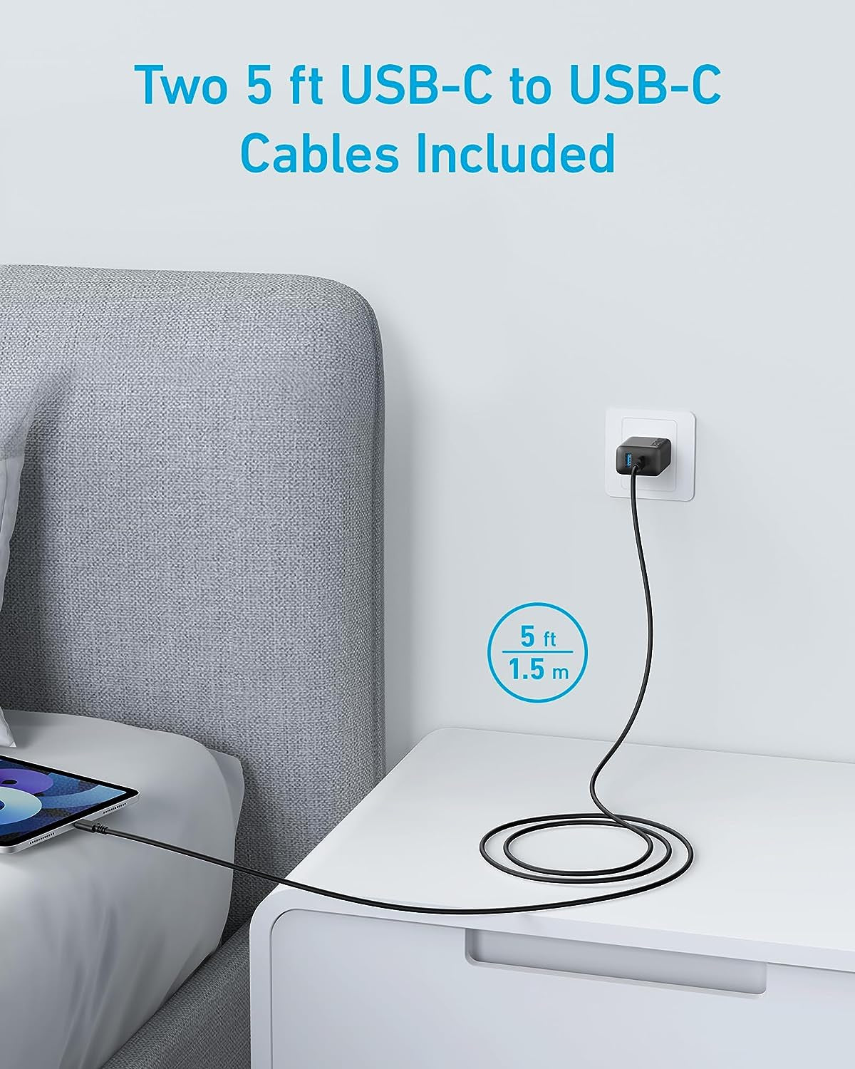 Iphone 16 Charger, USB C Charger, 2-Pack 20W Dual Port USB C Charger Block for Iphone 16 / 15 / 14 and More (2-Pack 5 Ft USB C Cable Included)